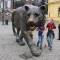 Décoration extérieure sauvage animal sculpture bronze lsu tiger statue